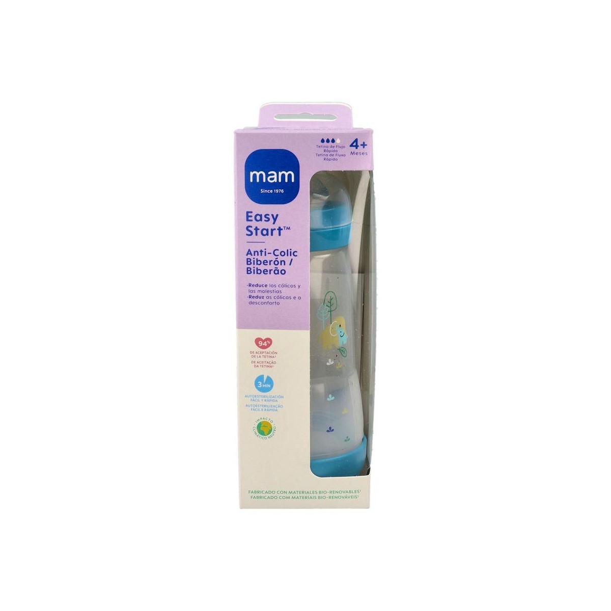 BIBERON MAM ANTI-COLIC 320ML MATT - AZUL