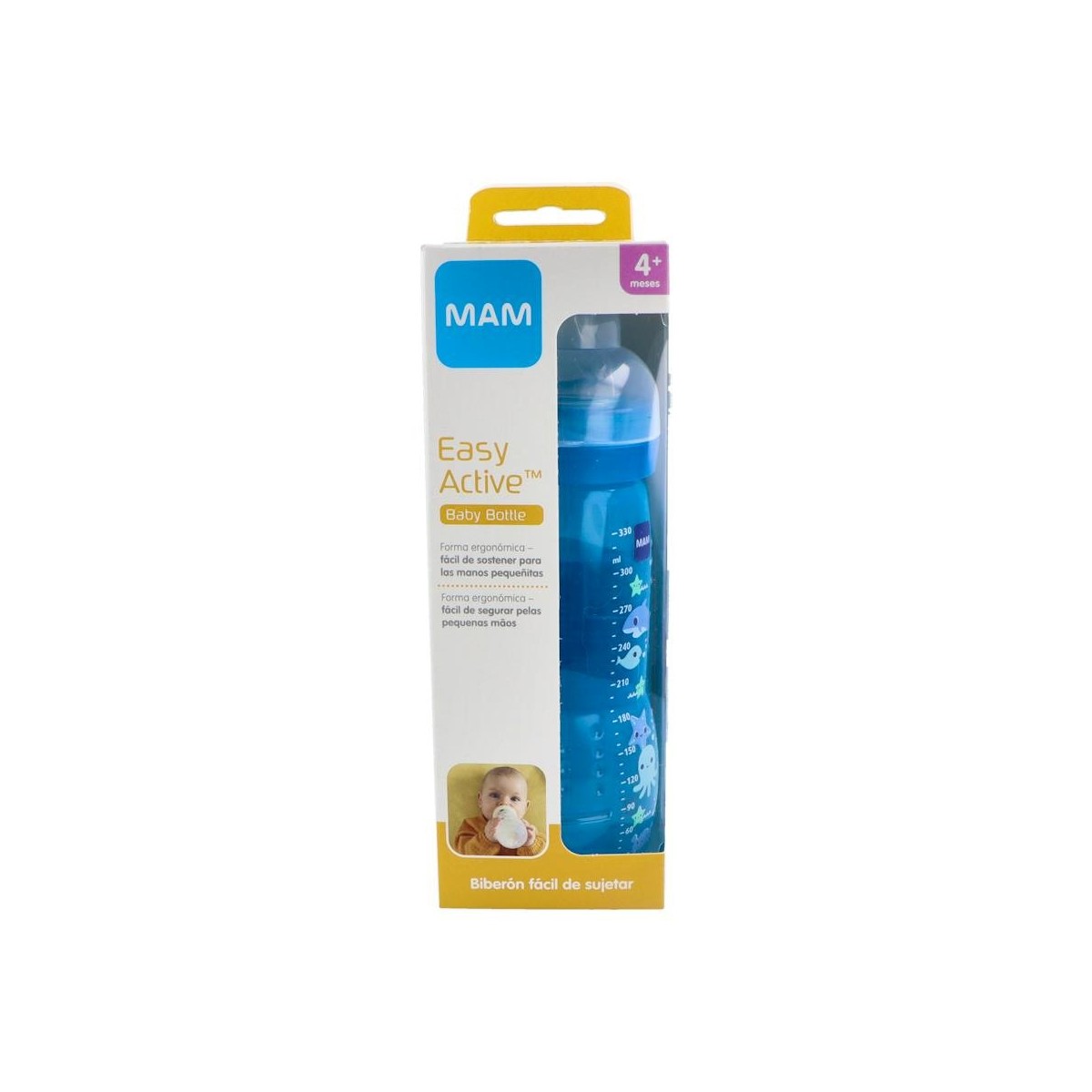 BIBERON MAM EASY ACTIVE BABY BOTTLE 330 ML - AZUL