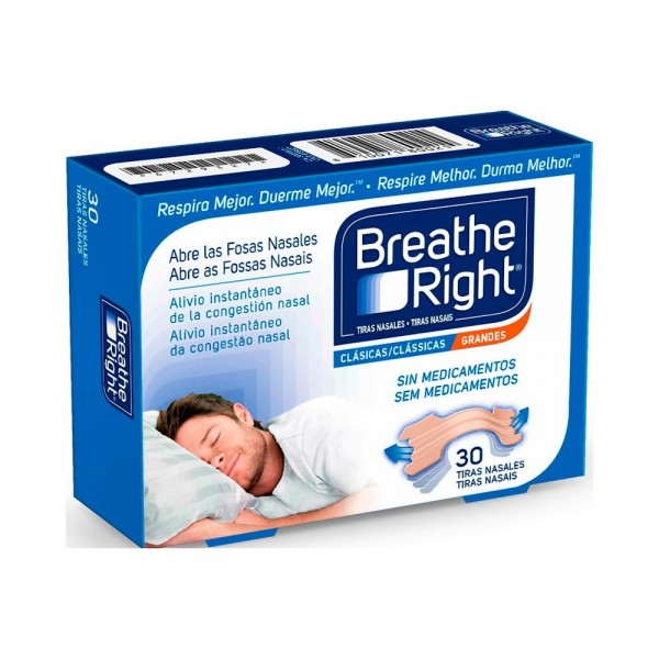 BREATHE RIGHT TIRAS NASAL GDE 30 U CLASICAS