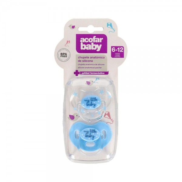ACOFARBABY CHUPETE SILICONA AZUL 6-12 M